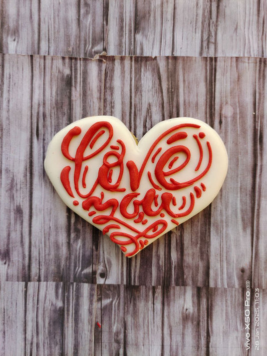 White heart red Love written