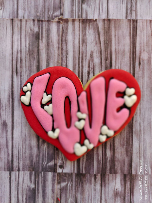 Red heart pink Love written